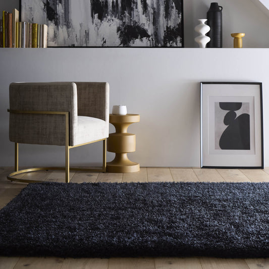 Chicago Black and Charcoal Shaggy Rugs