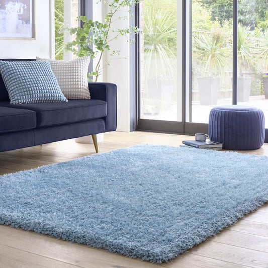 Chicago Blue Duck Egg Shaggy Circle Rugs