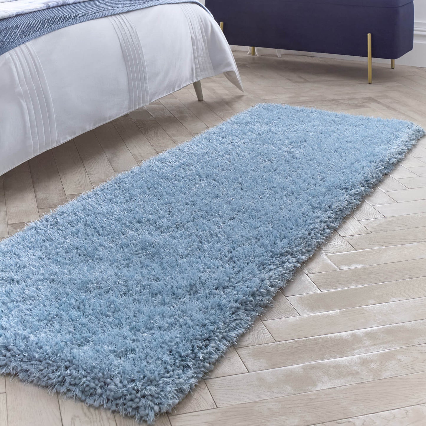 Chicago Blue Duck Egg Shaggy Circle Rugs