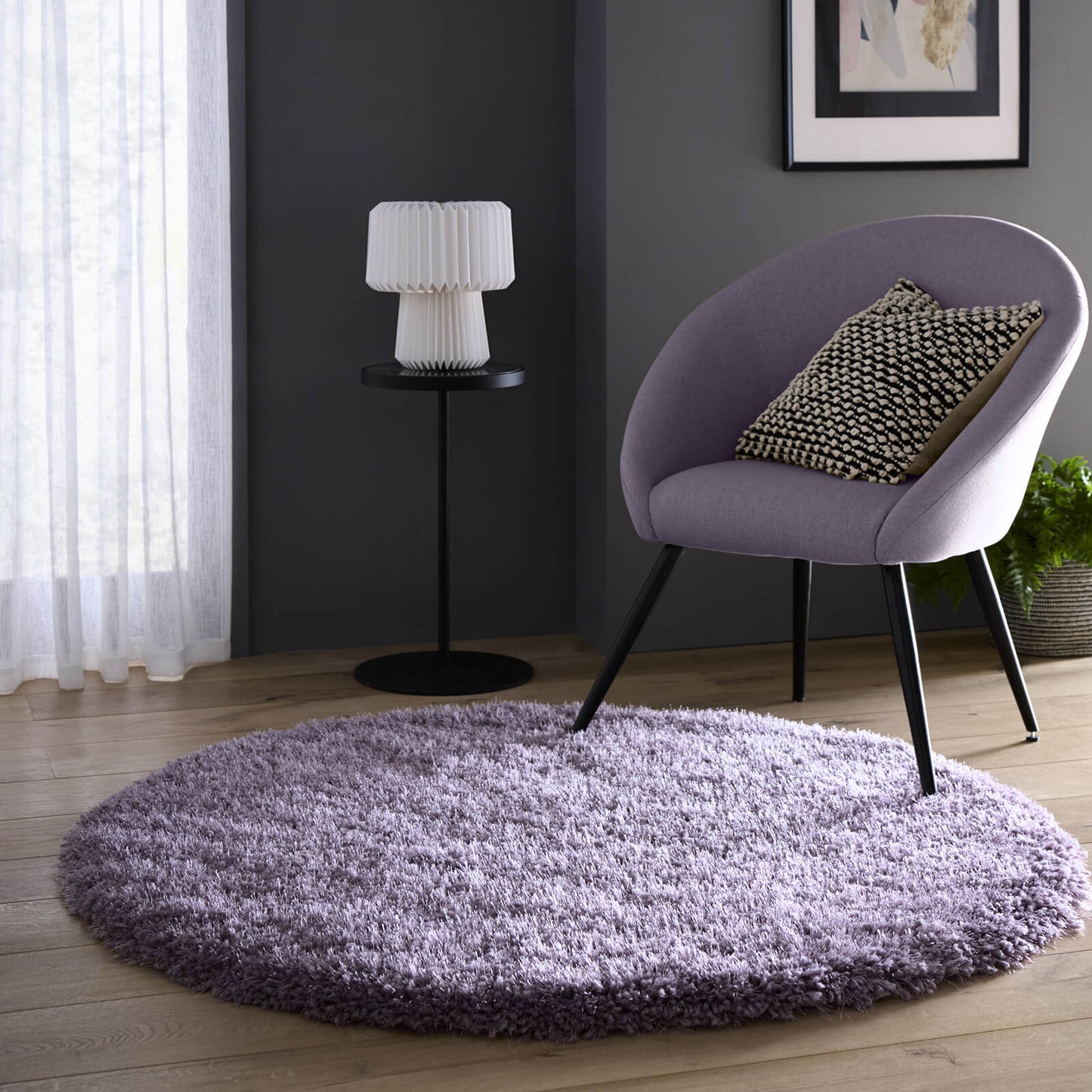 Chicago Purple Circle Shaggy Rugs