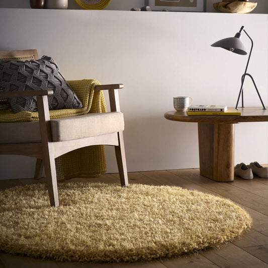 Chicago Yellow Shaggy Ochere Circle Rugs