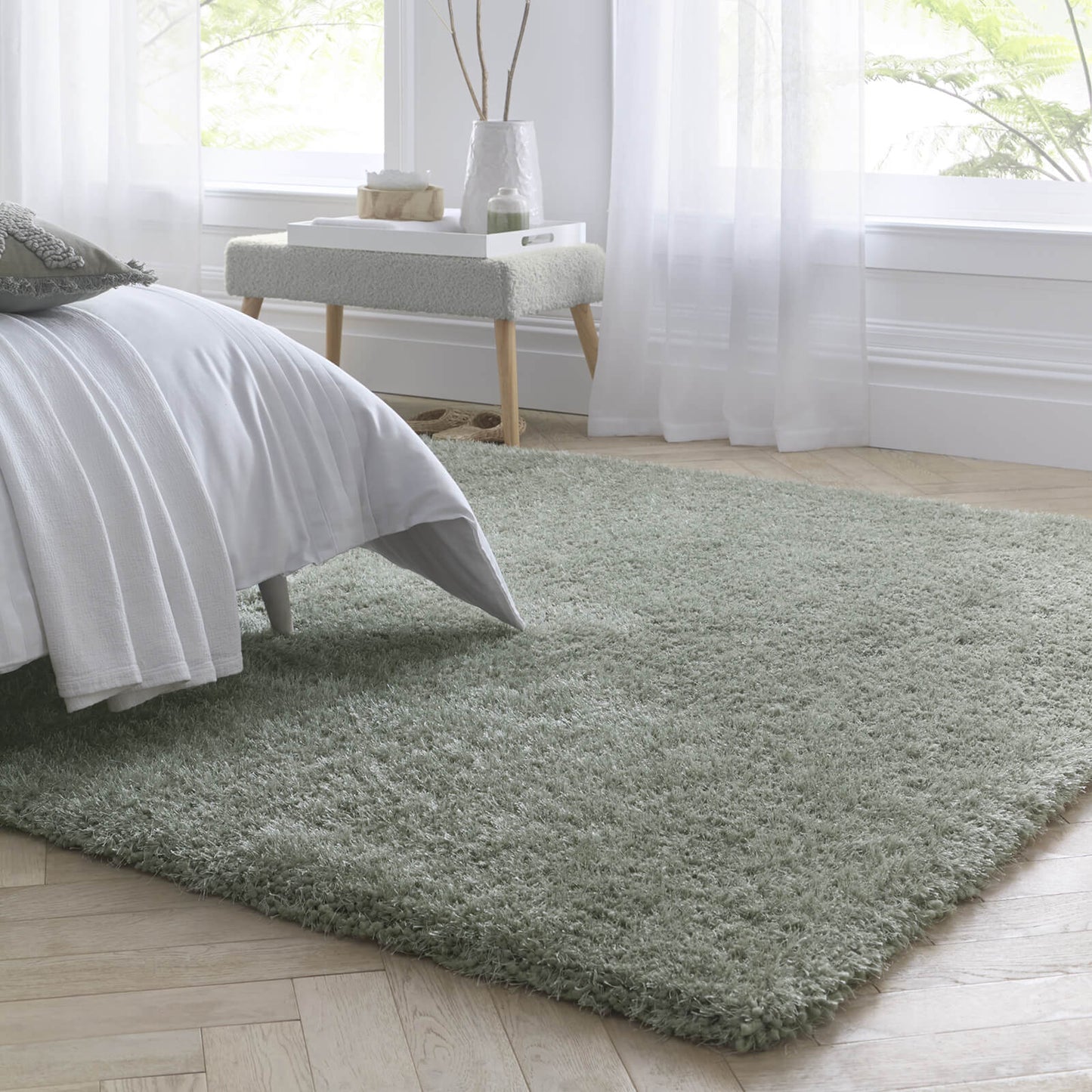 Chicago Sage Green Shaggy Rugs