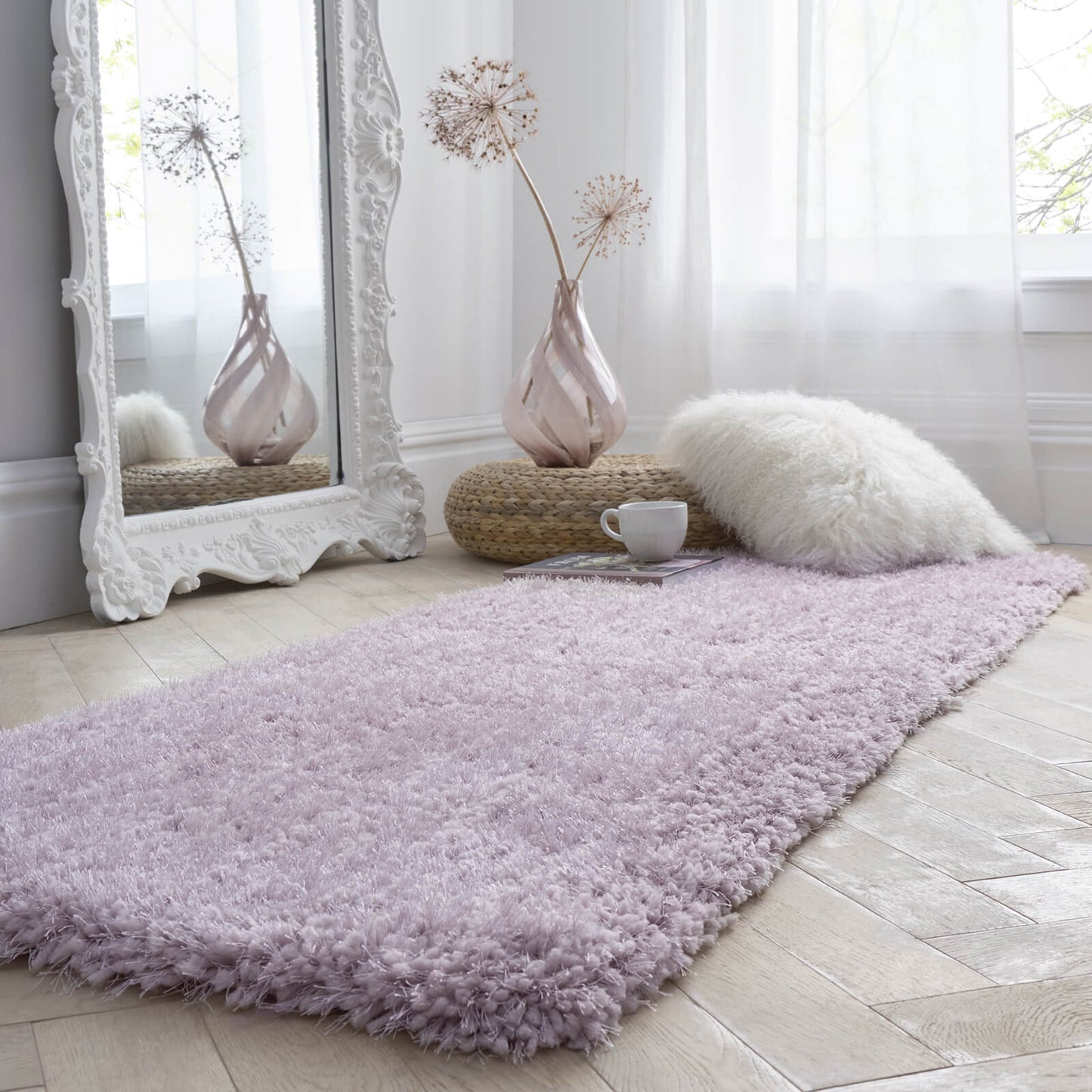 Chicago Soft Lilac Shaggy Rugs