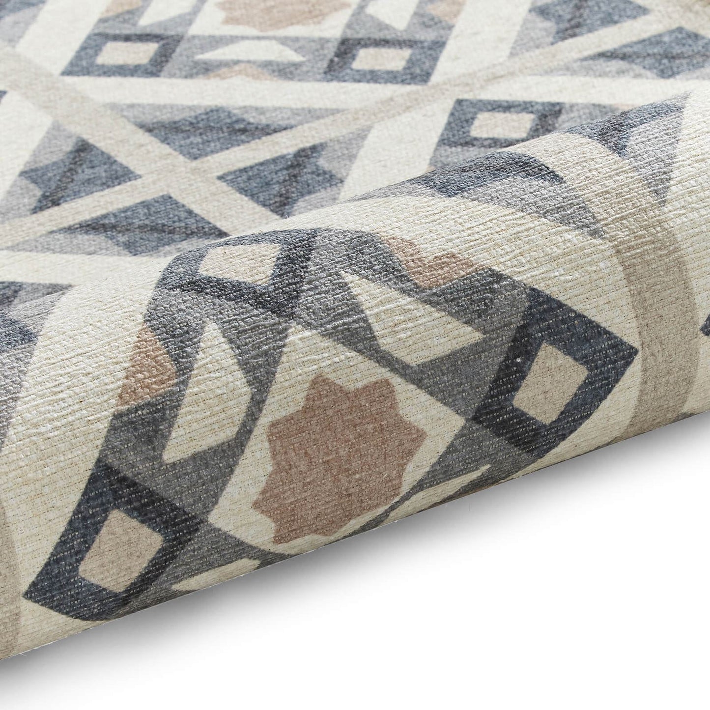 Victoria H1187 Grey/Orange Washable Rug - 75 x 230cm Hall Runner