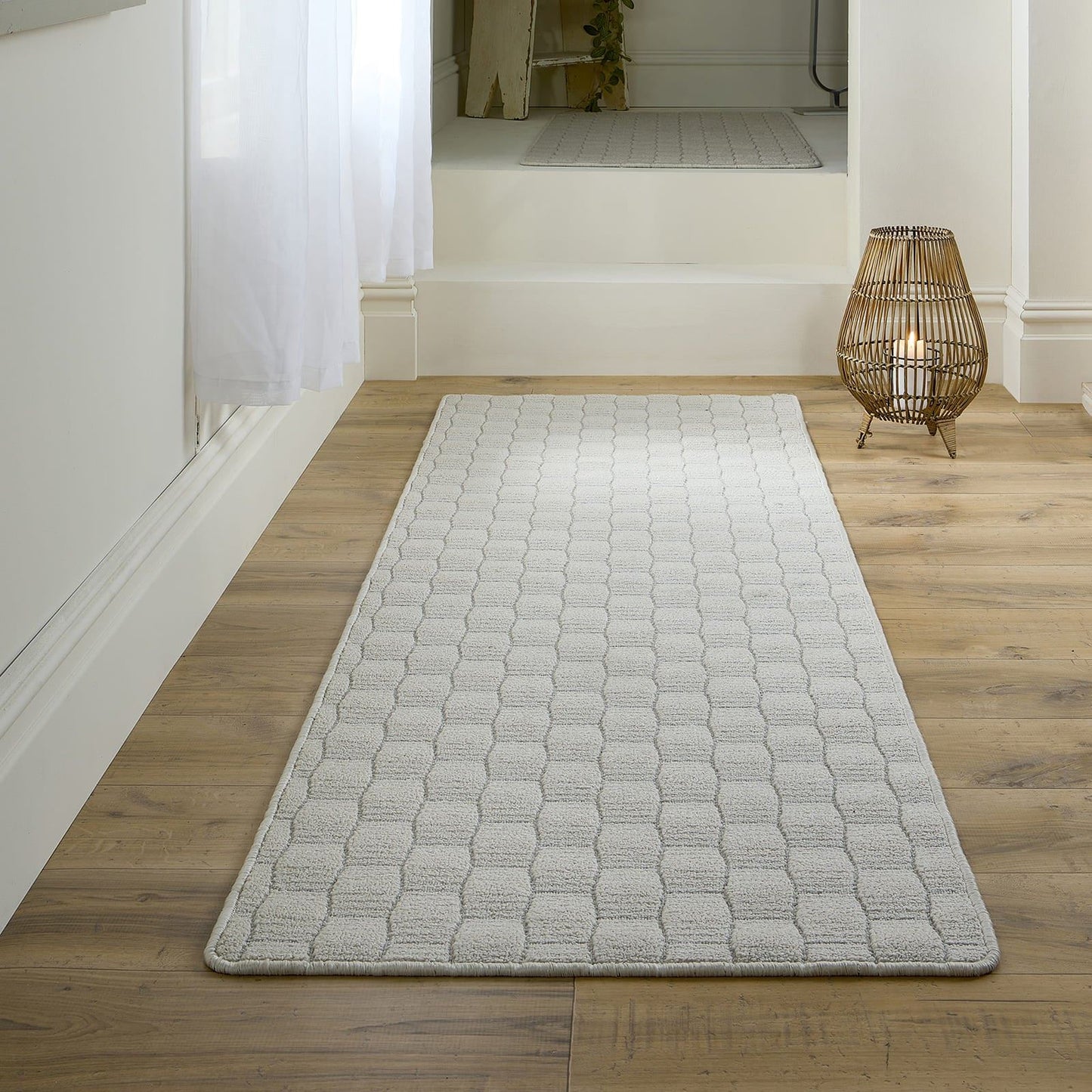 My Mat Sculptured Washable Basketweave Ivory Rug