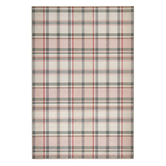 Hug Rug Eco-Washable Isla Plaid Pink Rug