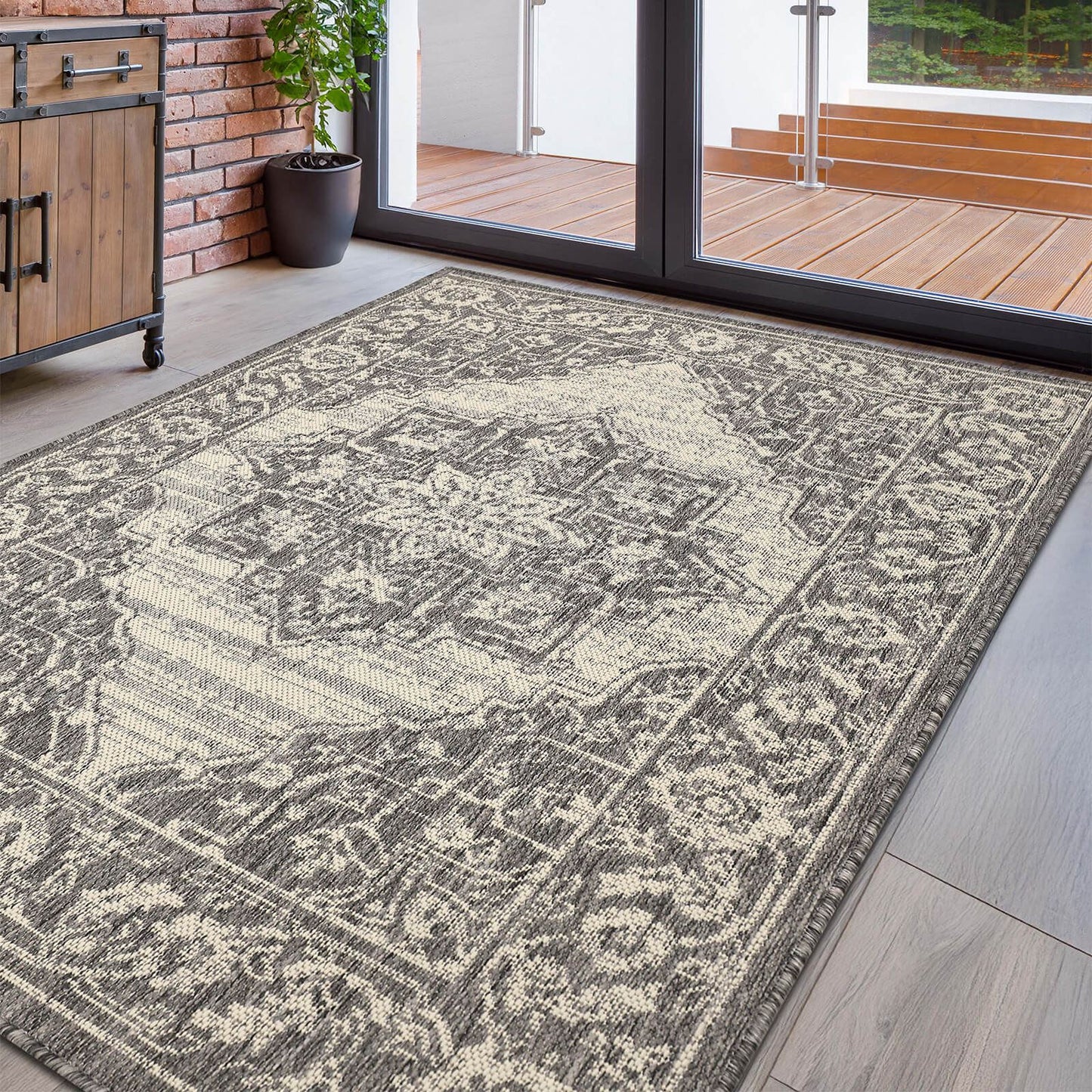 Flatweave Gel Medallion Steel Grey Rug