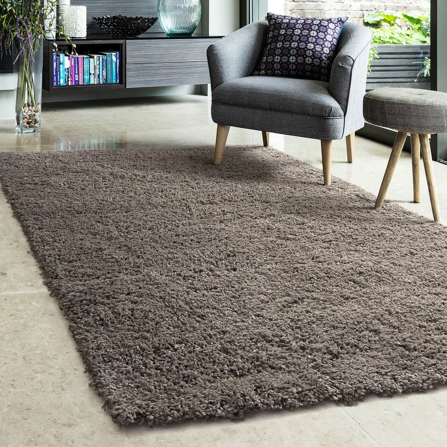 Jazz Shaggy Dark Natural Plain Rug