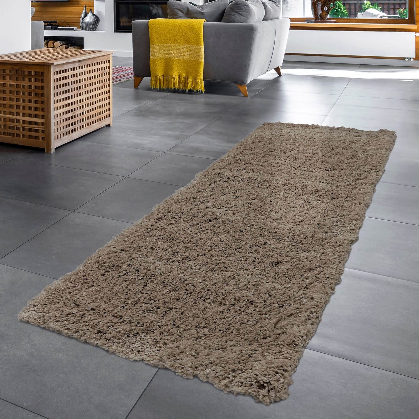 Jazz Shaggy Dark Natural Plain Rug