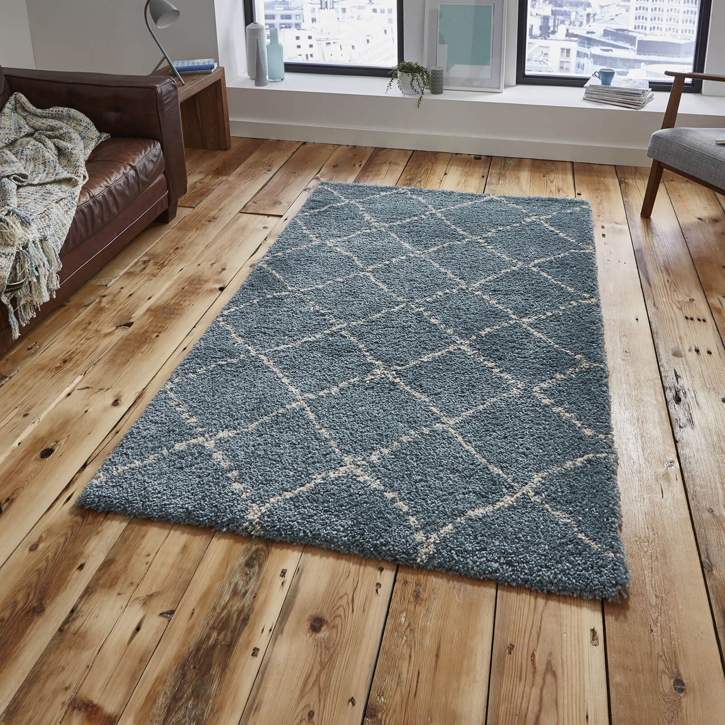 Royal Nomadic 5413 Teal/Cream Modern Rug