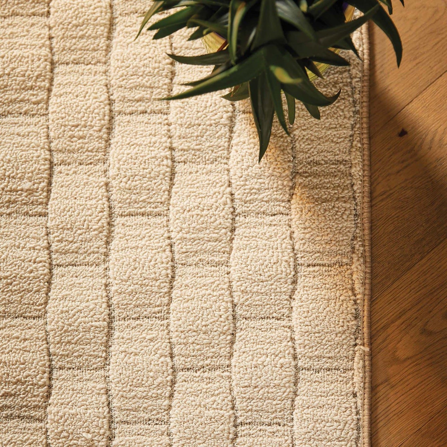My Mat Sculptured Washable Basketweave Ivory Rug