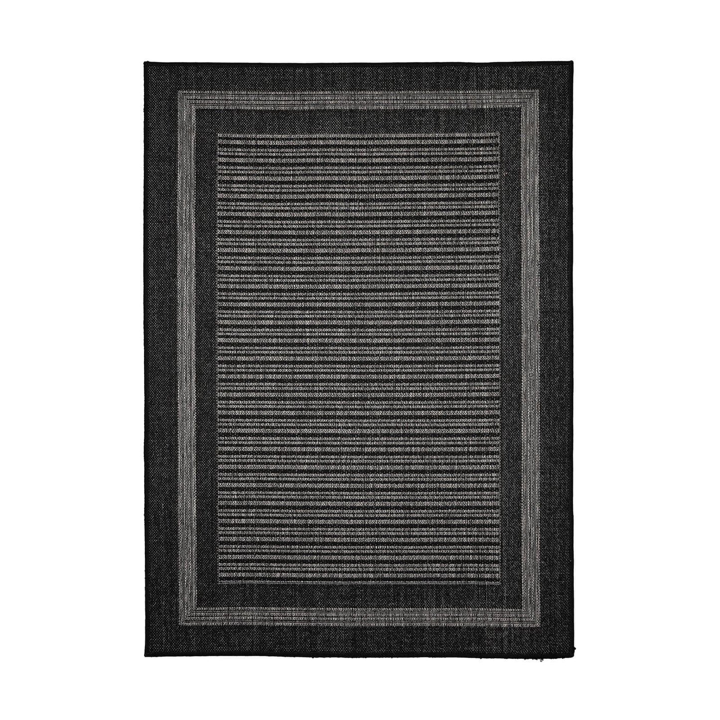 Flatweave Gel Border Black Rug