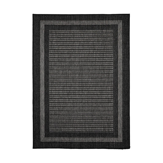 Flatweave Gel Border Black Rug