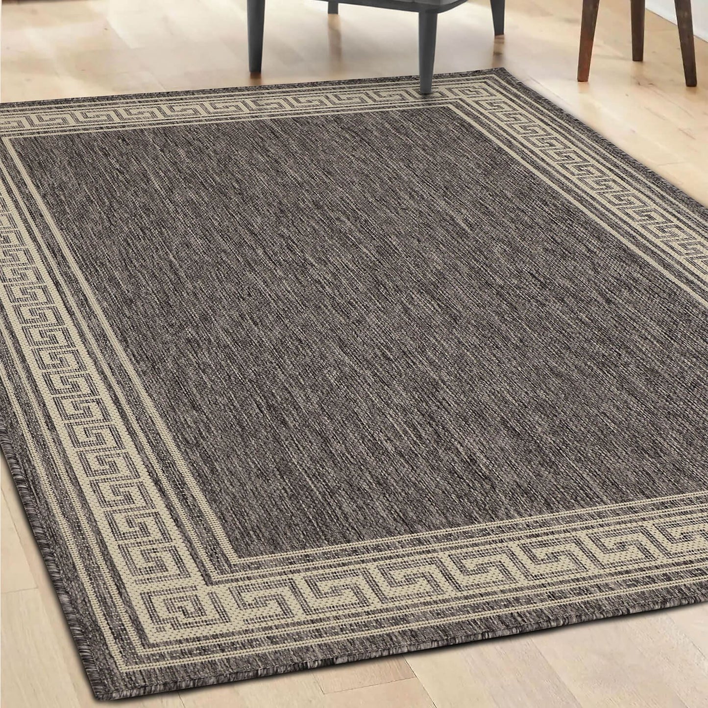 Flatweave Gel Greek Key Steel Grey Rug