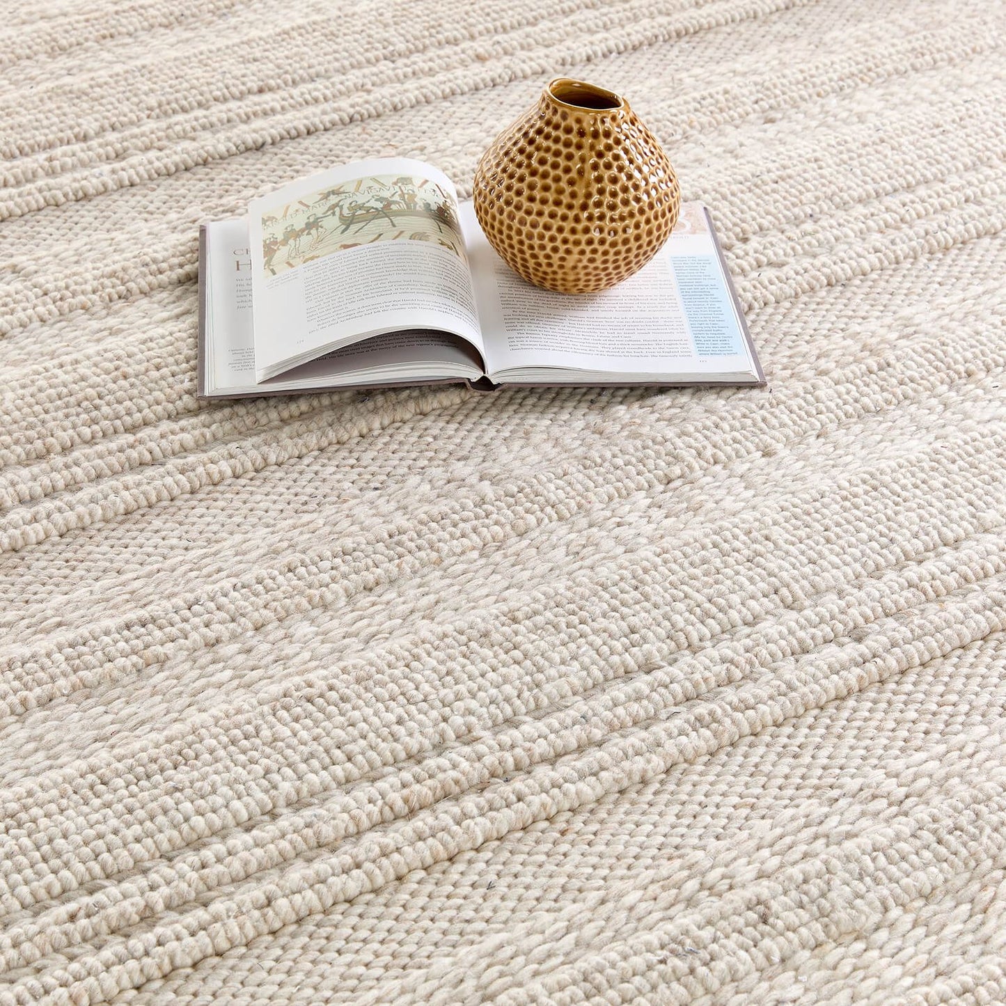 Chunky Knit Cream Plain Rugs