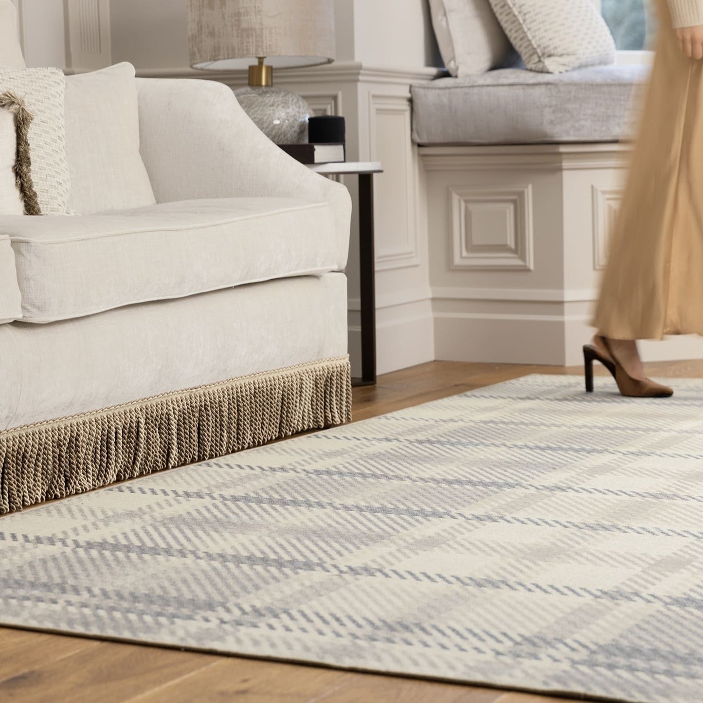 Hug Rug Eco-Washable Isla Plaid Natural Rug