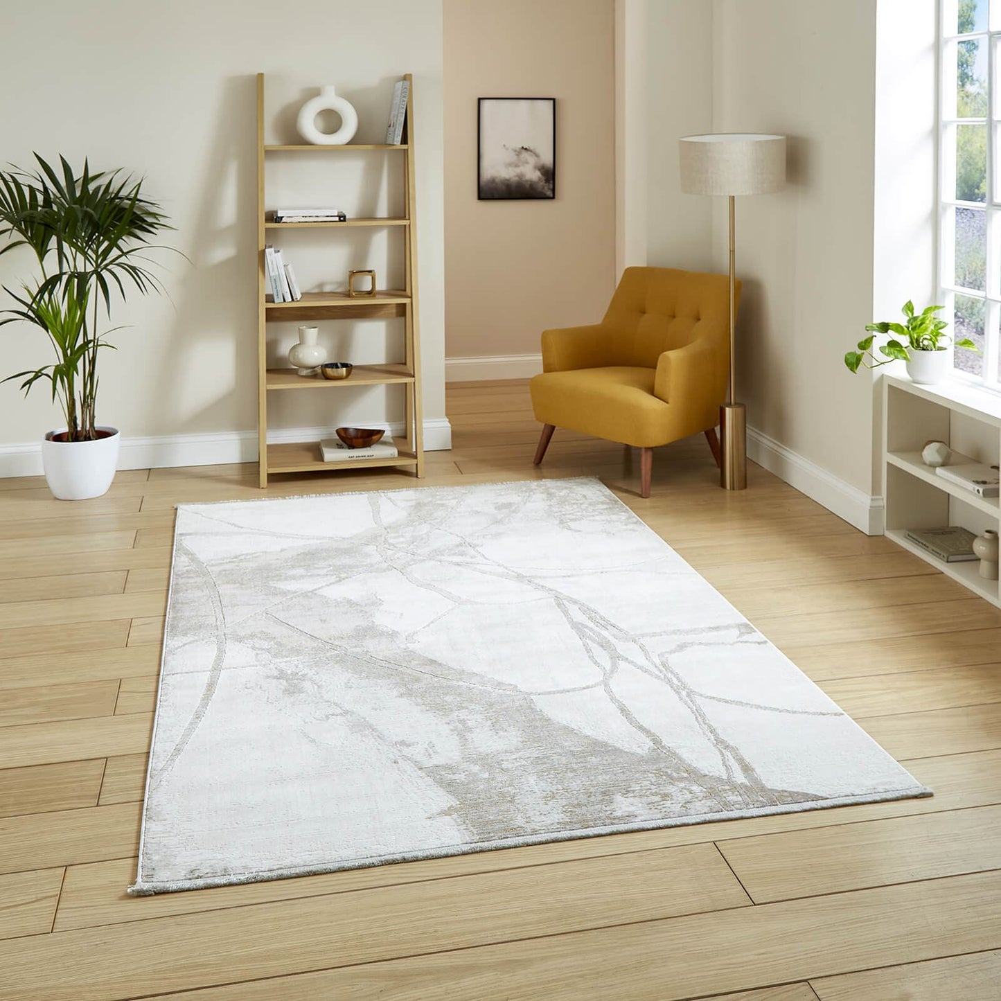 Mirage MR26 Cream Modern Abstract Rug - 200 x 290cm (6ft 6" x 9ft 6")