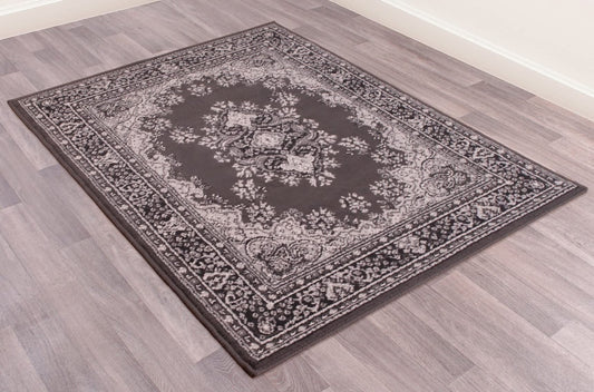 Lancashire Traditional Oriental Classic Rug Floor Mat Hallway Dark Grey 70x200cm (2'4''x6'7'') Runner