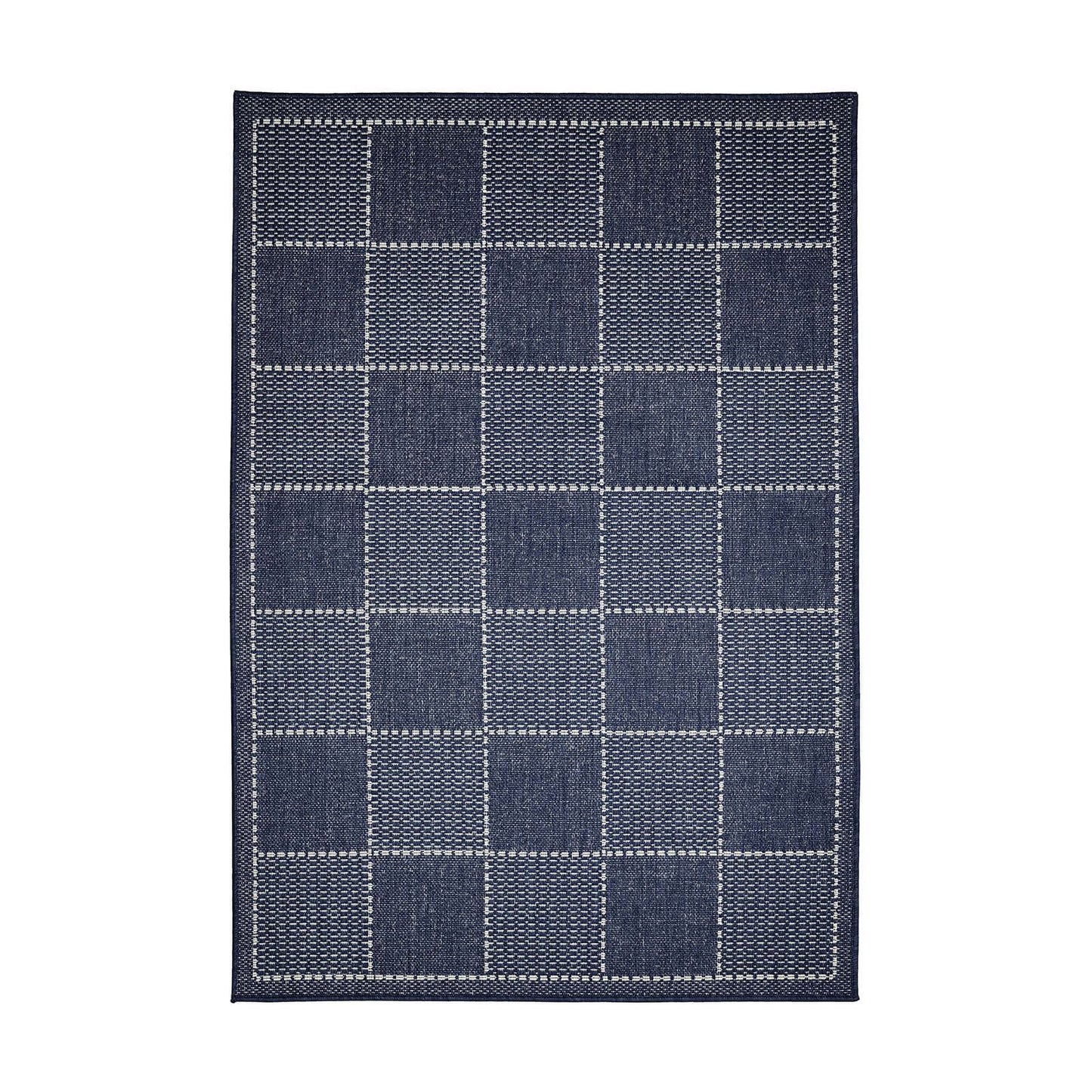 Flatweave Gel Check Navy Rug