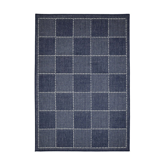 Flatweave Gel Check Navy Rug
