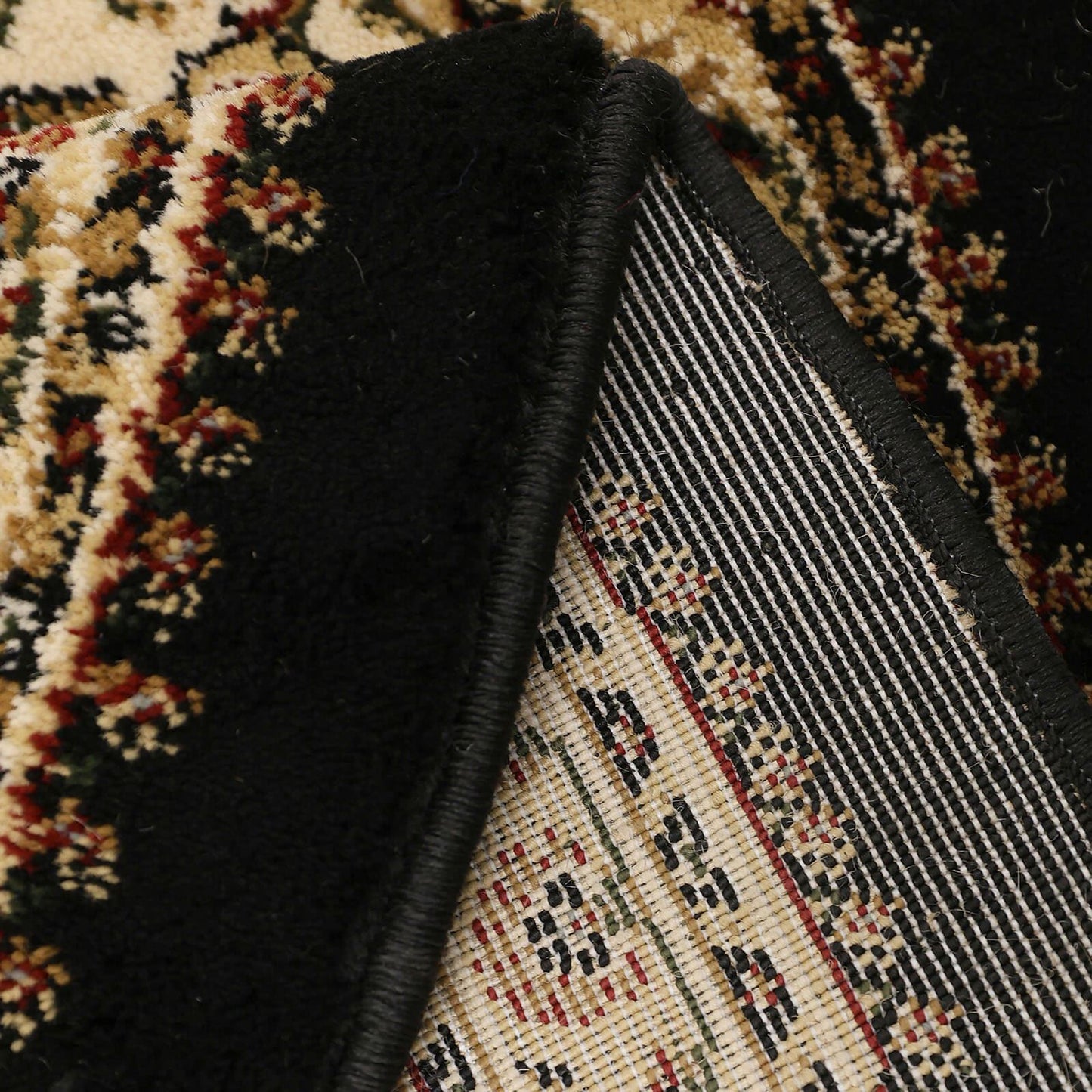 Victoria Traditional Black Classical Rug