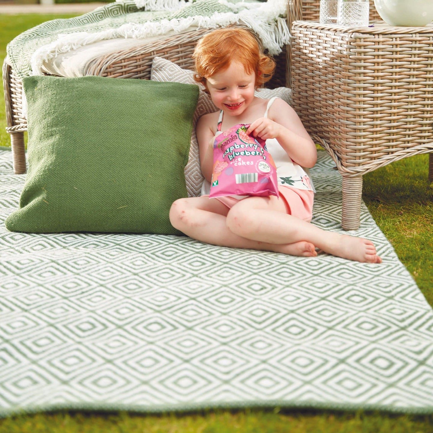 Hug Rug Woven Diamond Rug Dark Green Rug