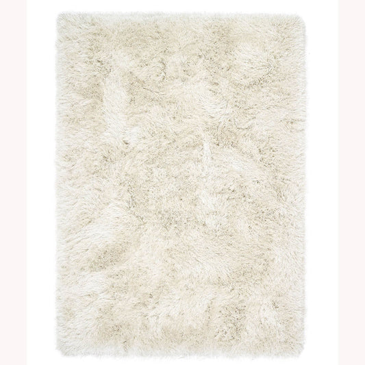 Contemporary Extravagance Plain Supersoft Shaggy Ivory Rugs 60X120Cm