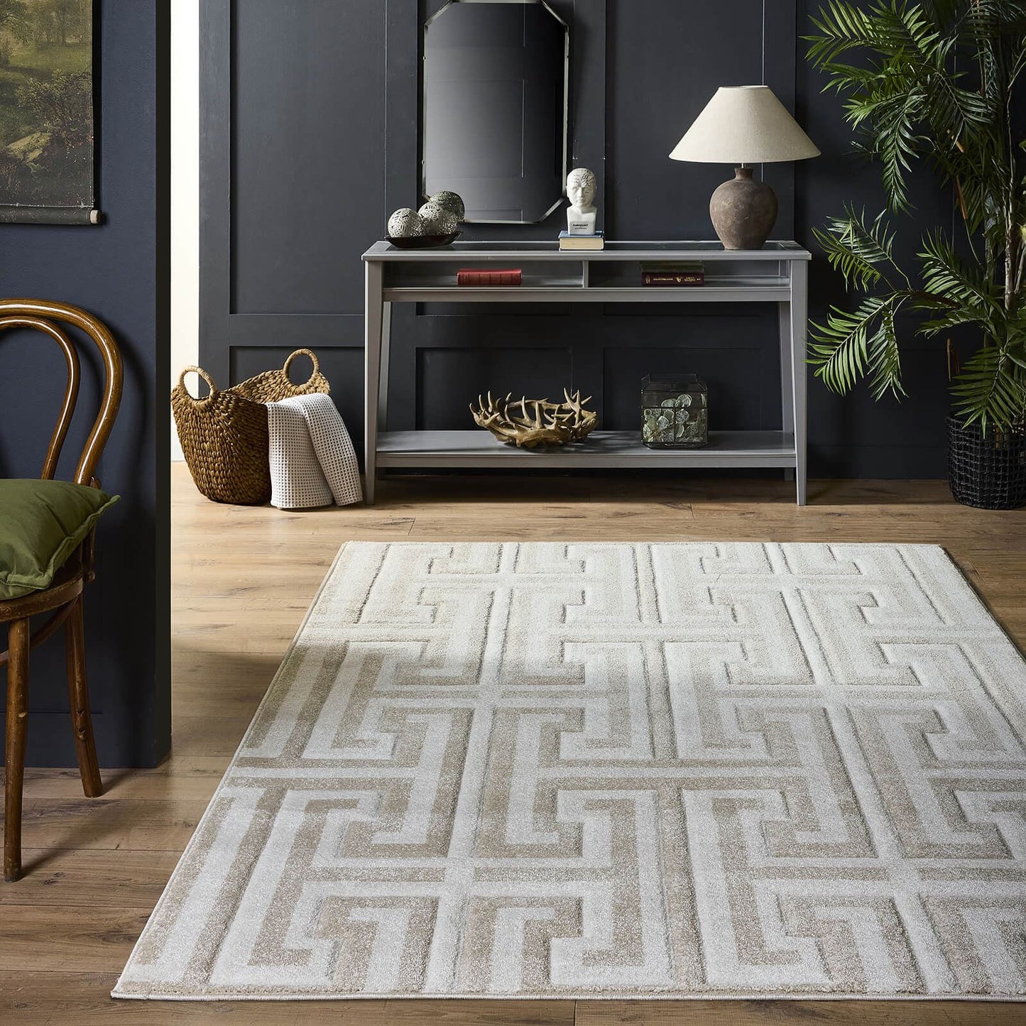 Origins Greek Key Cream Light Beige Rug