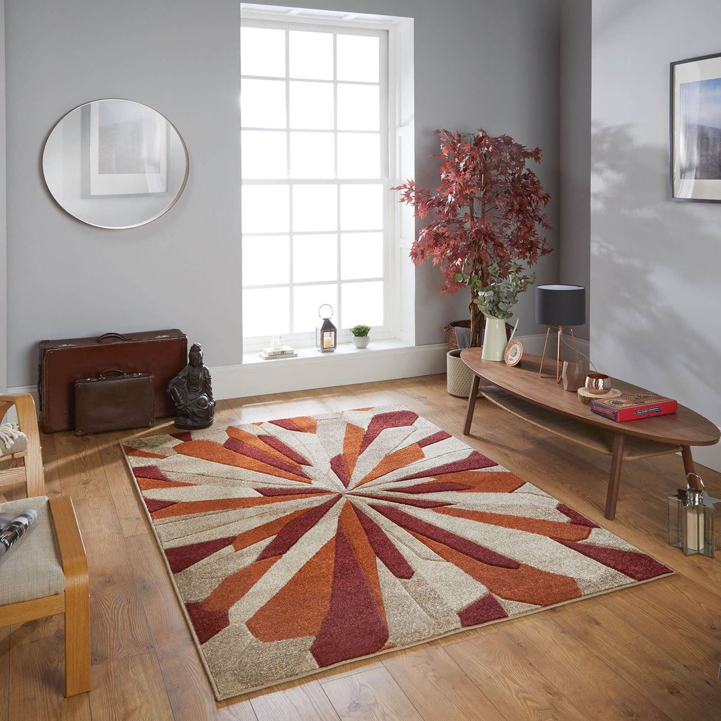 Portland 3337 E Terra/Red/Beige Abstract Rugs