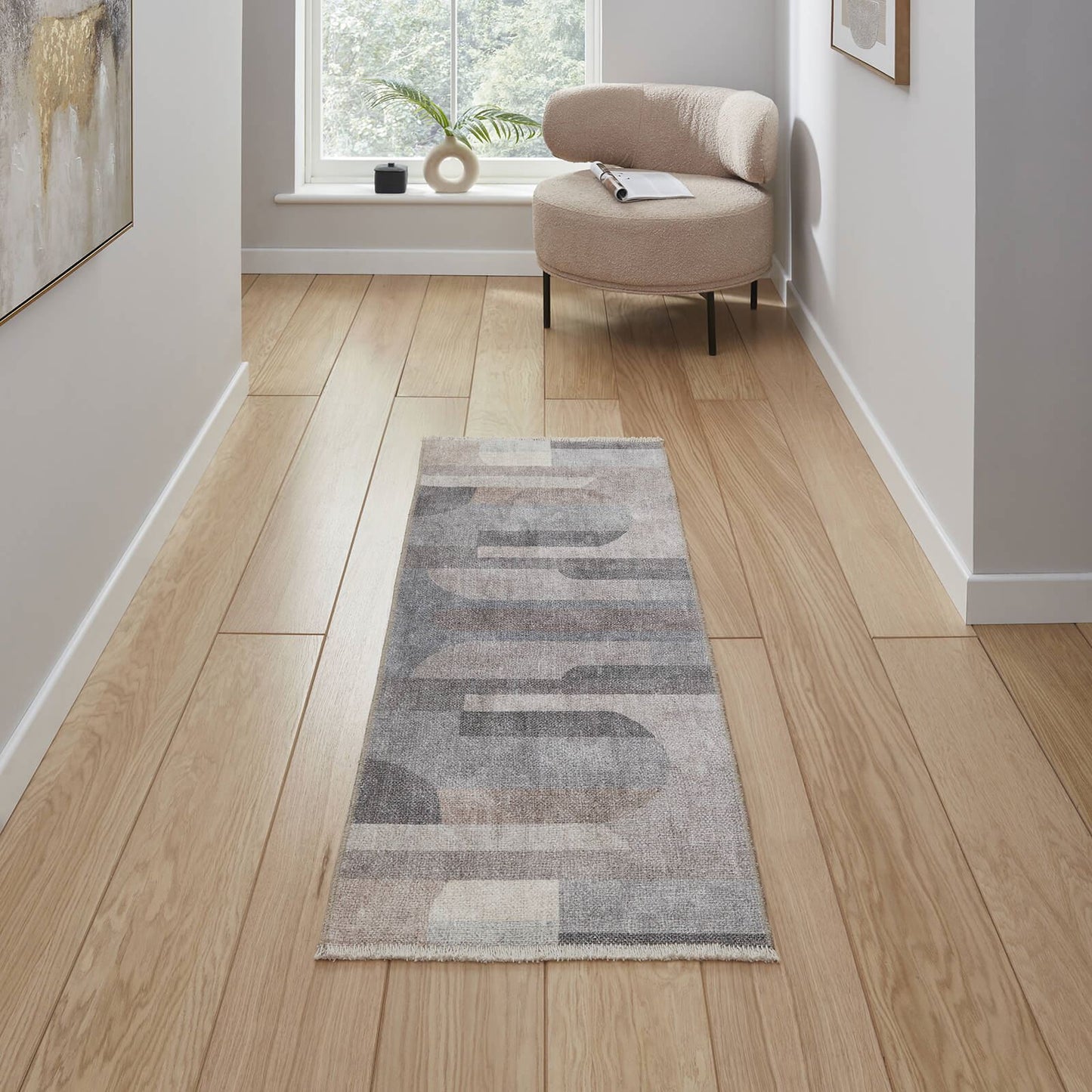 Whisper H1068 Beige Modern Washable Rug