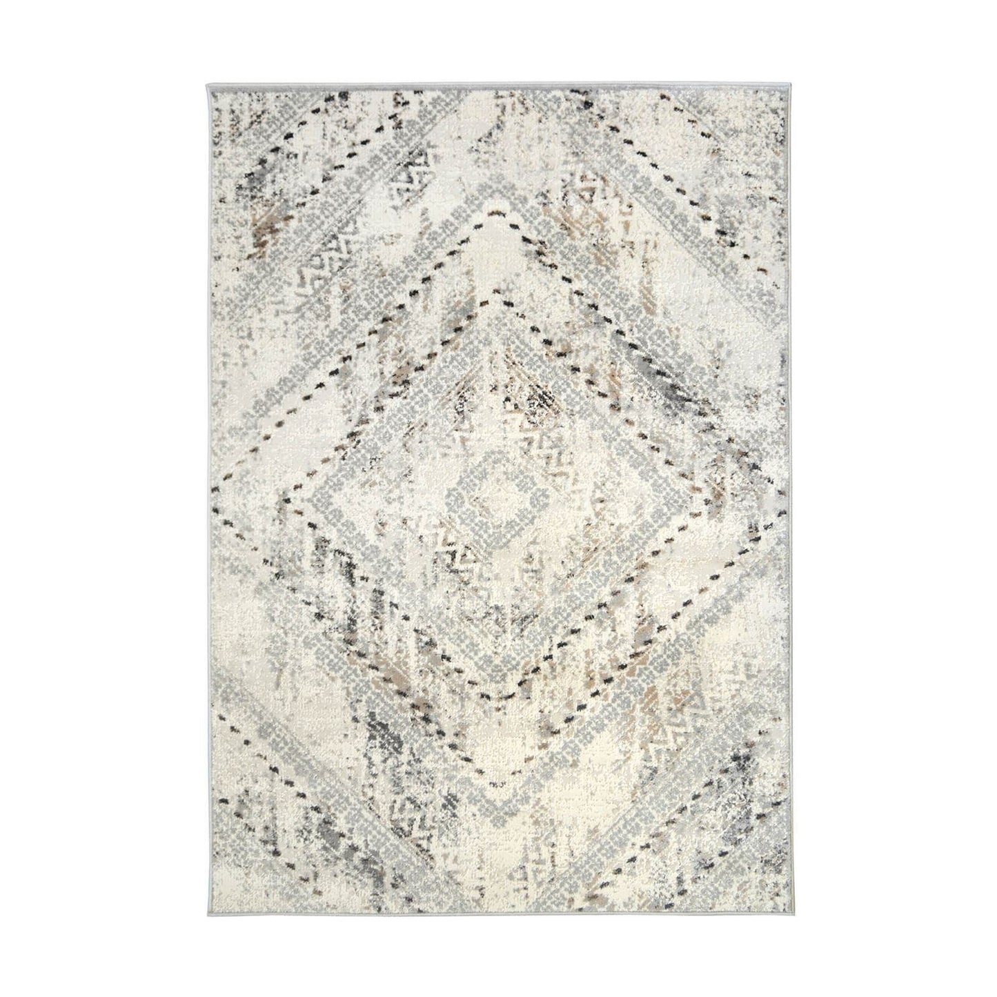 Abstract Square Grey Rug