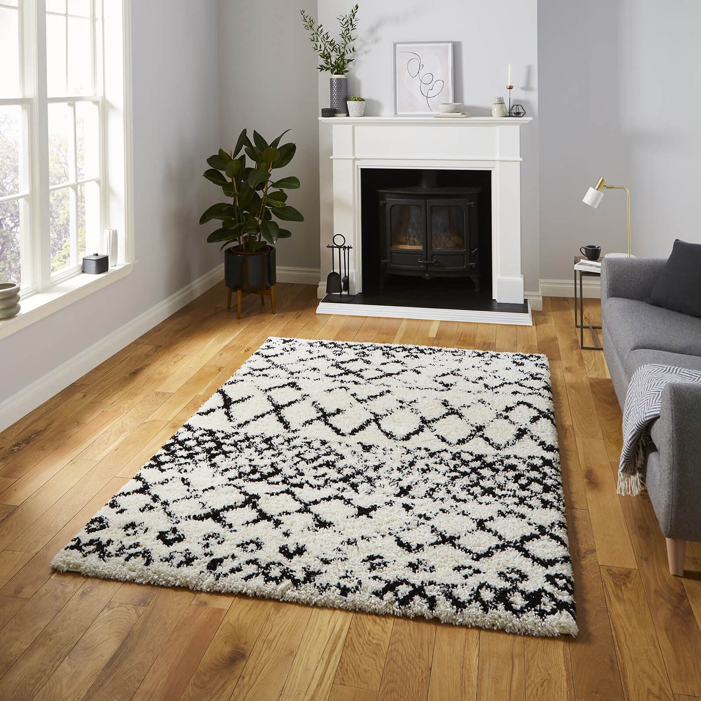 Scandi Berber G272 White/Black Modern Rug