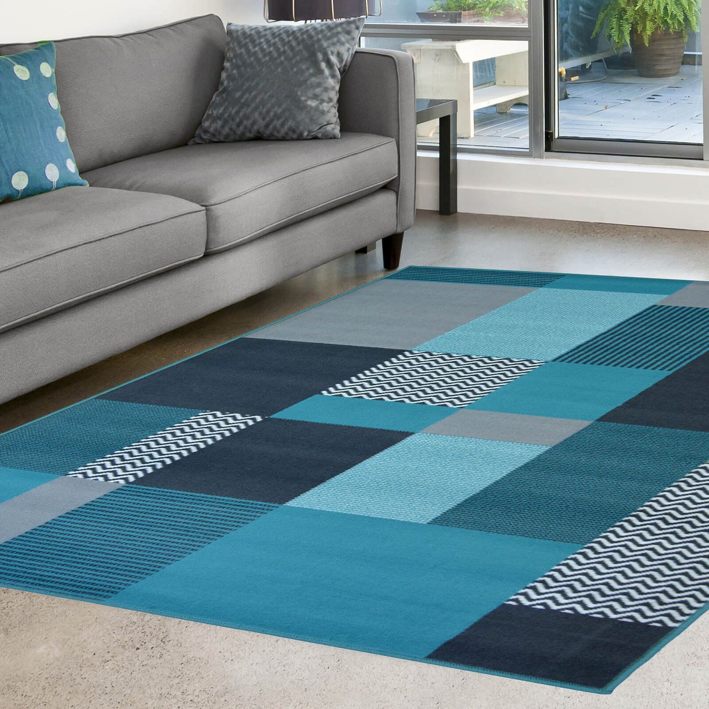 Maestro Montreal Teal Blocks Rug