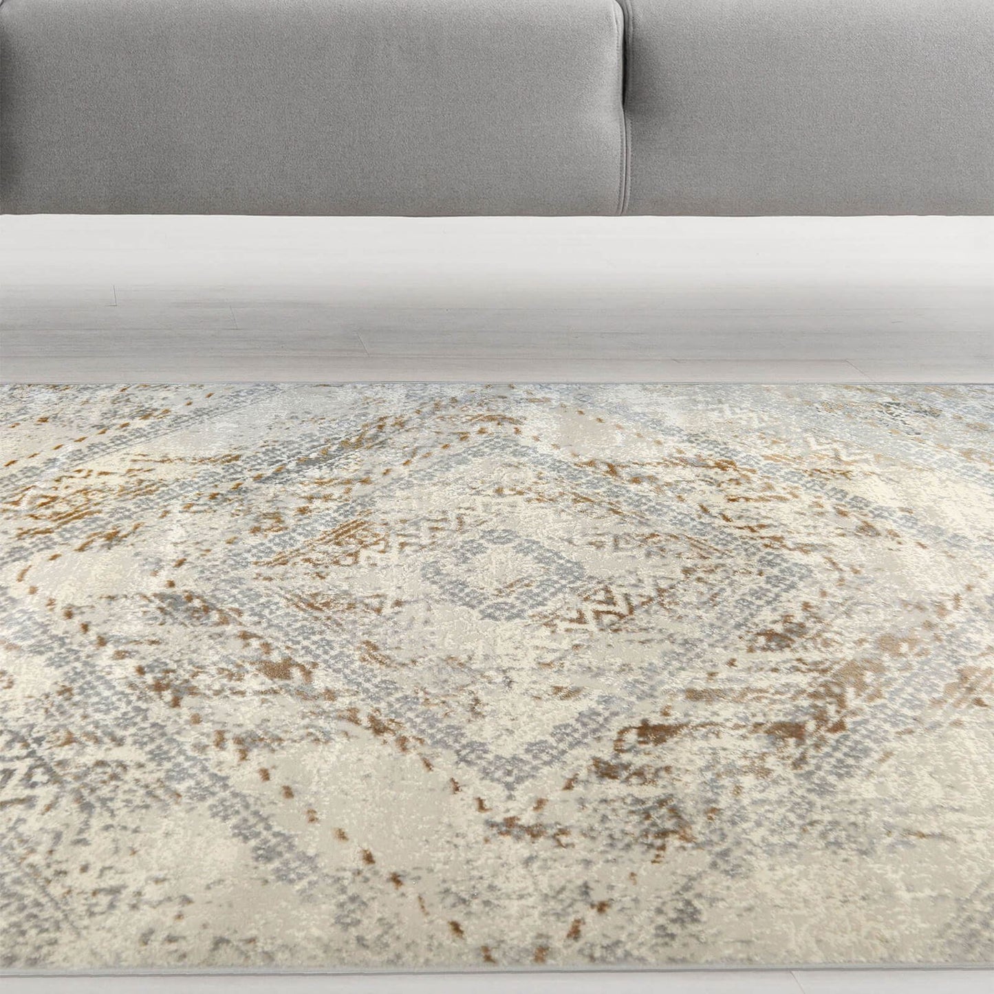 Abstract Square Ochre Rug