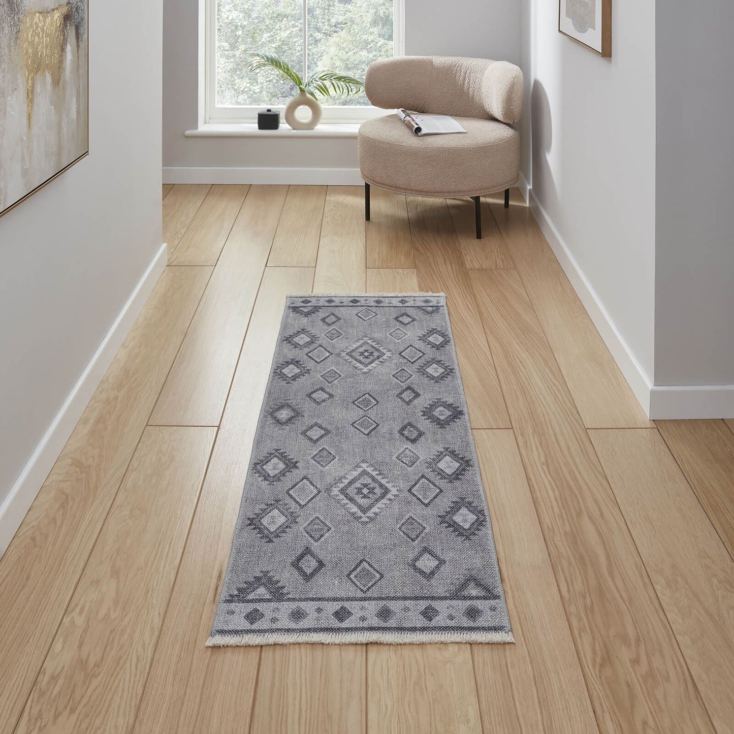 Whisper H1066 Grey/Green Modern Washable Rug