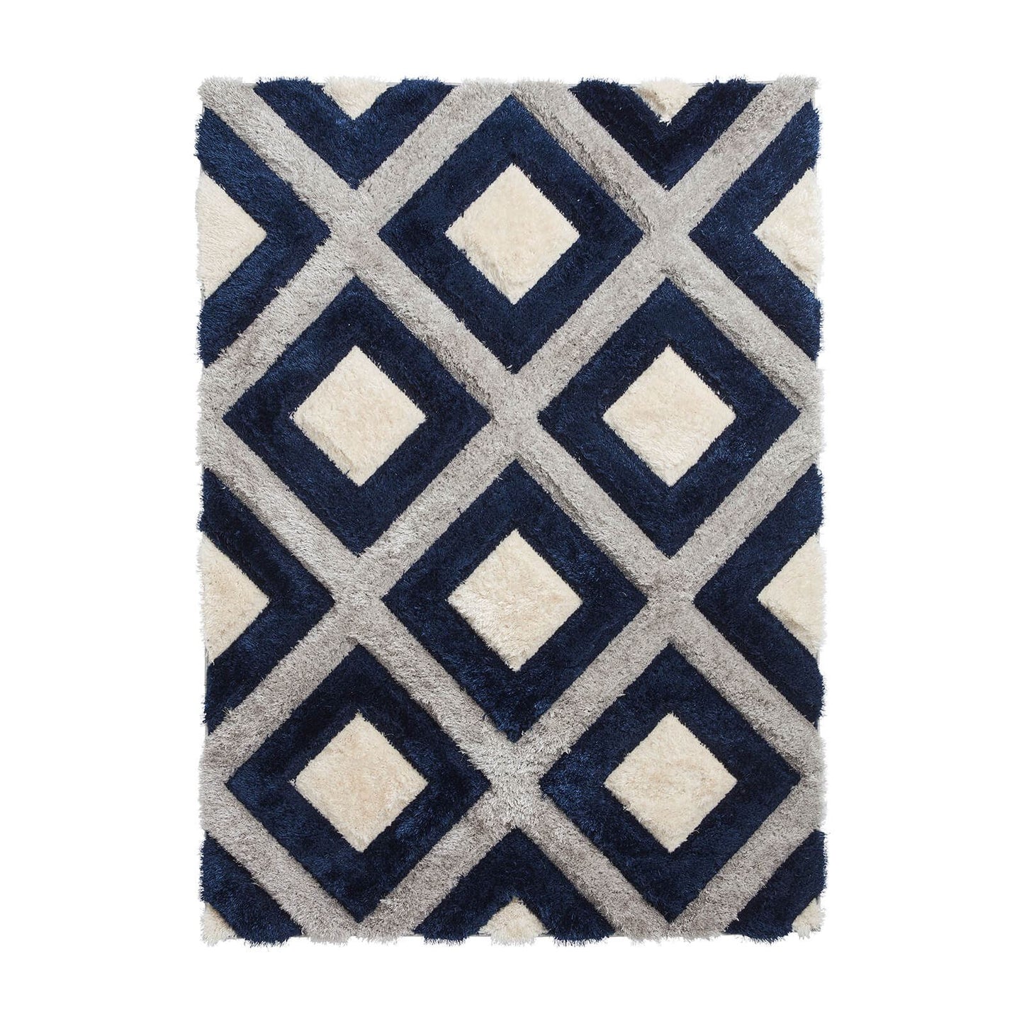 Olympia GR224 Grey/Navy Shaggy Rug