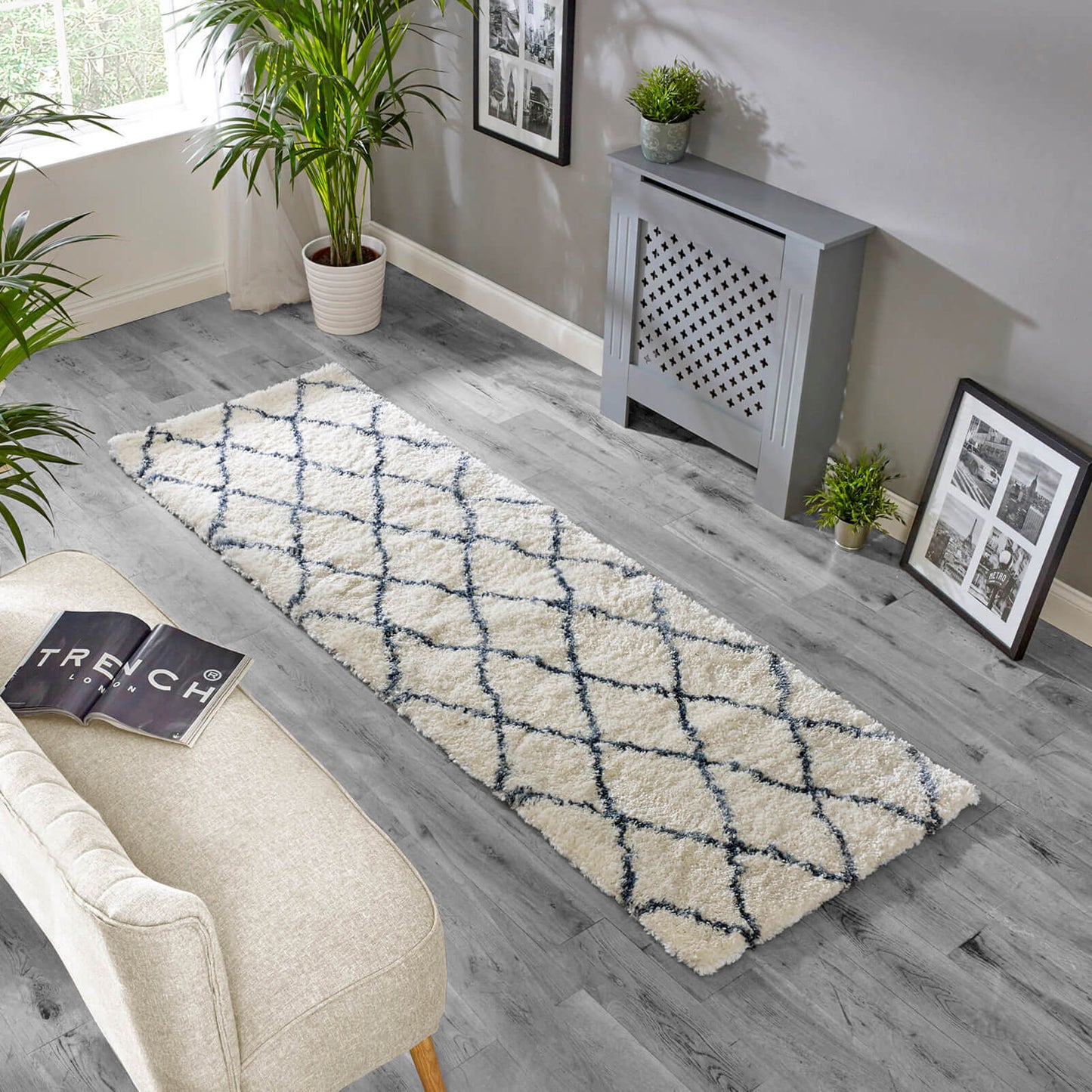 Alto AL03 Cream / Blue Shaggy Rug