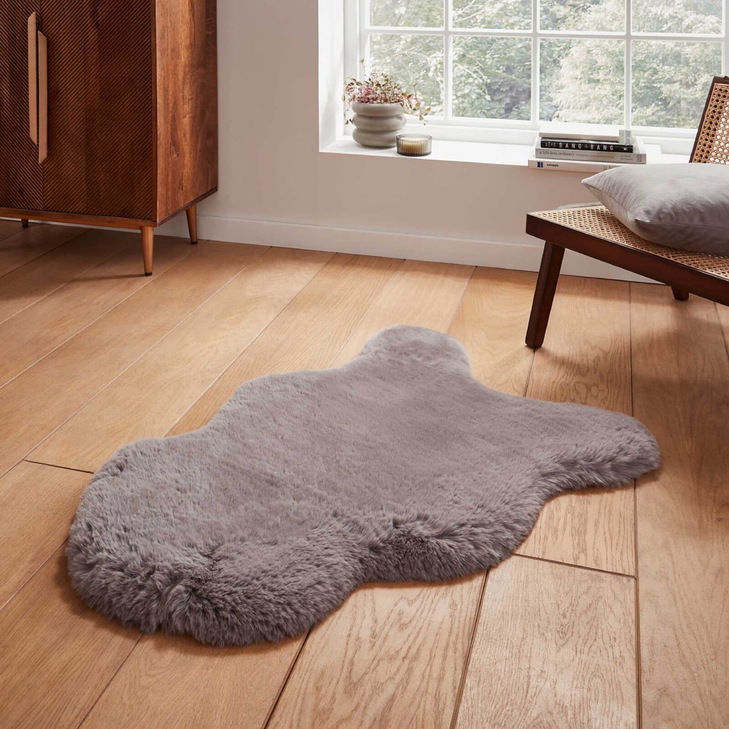 Super Teddy Grey Single Sheepskin Rug - 060 x 090