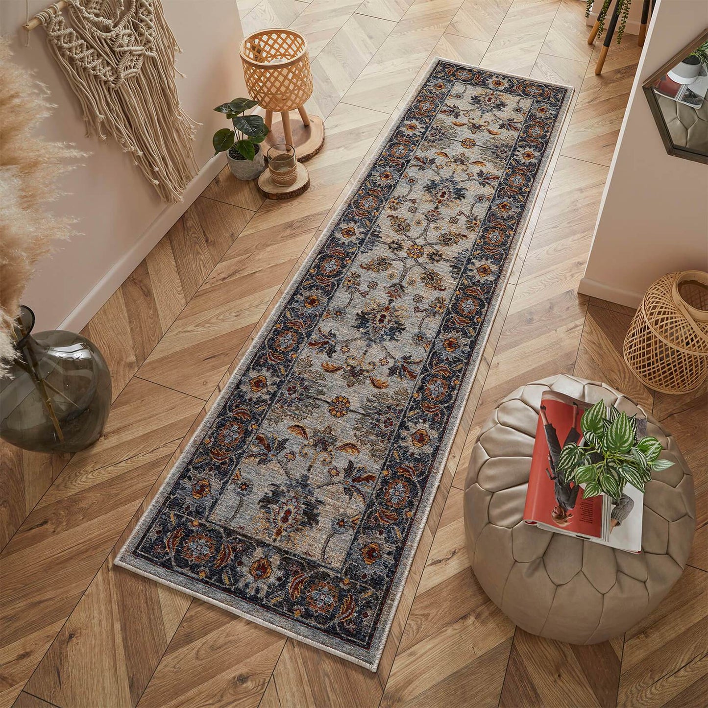 Sarouk 53 X Red, Blue and Cream Traditional Rugs