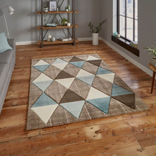 Think Rugs Brooklyn 21896 Beige / Blue Rug