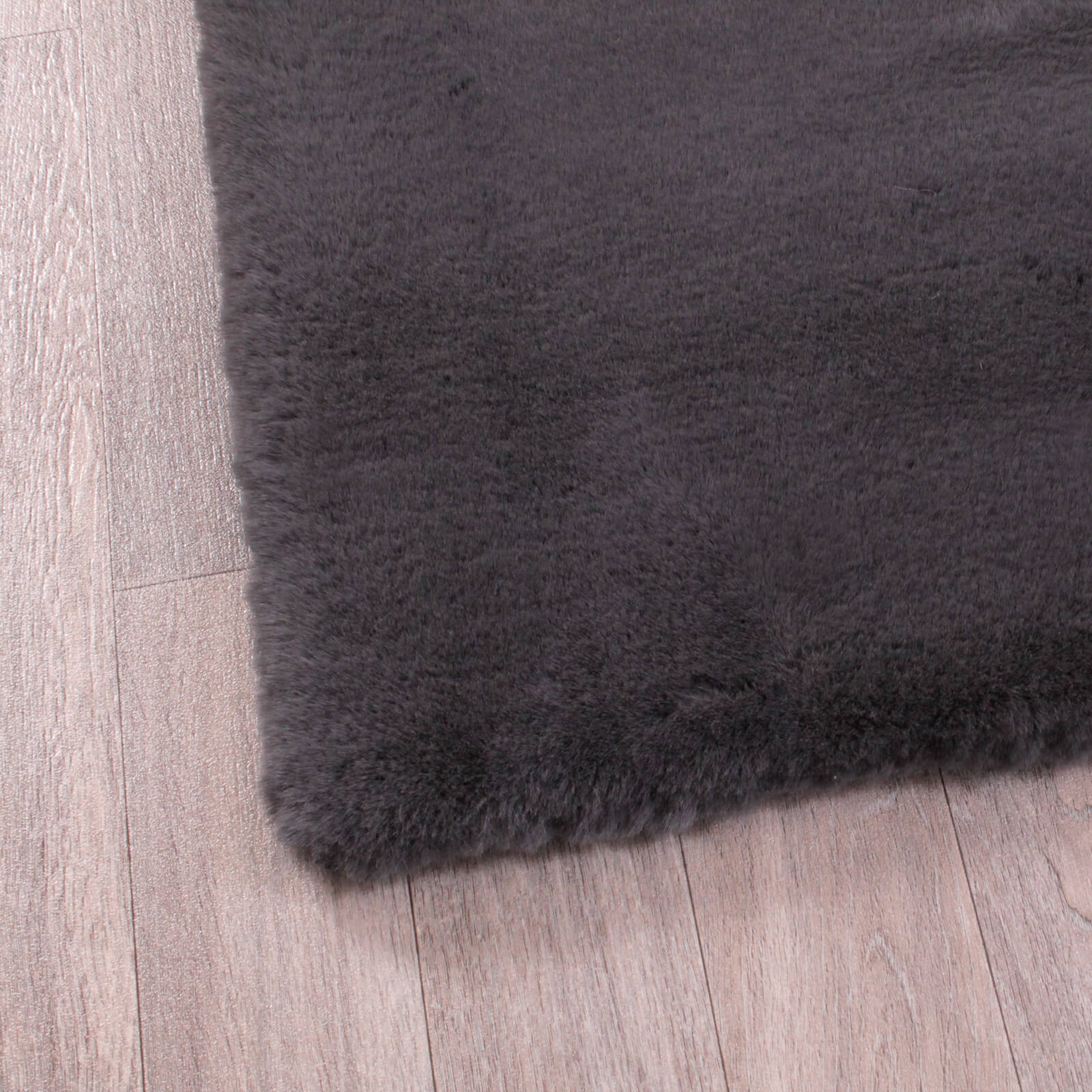 Handmade Carpets Luxe Faux Fur Plain Charcoal Rug