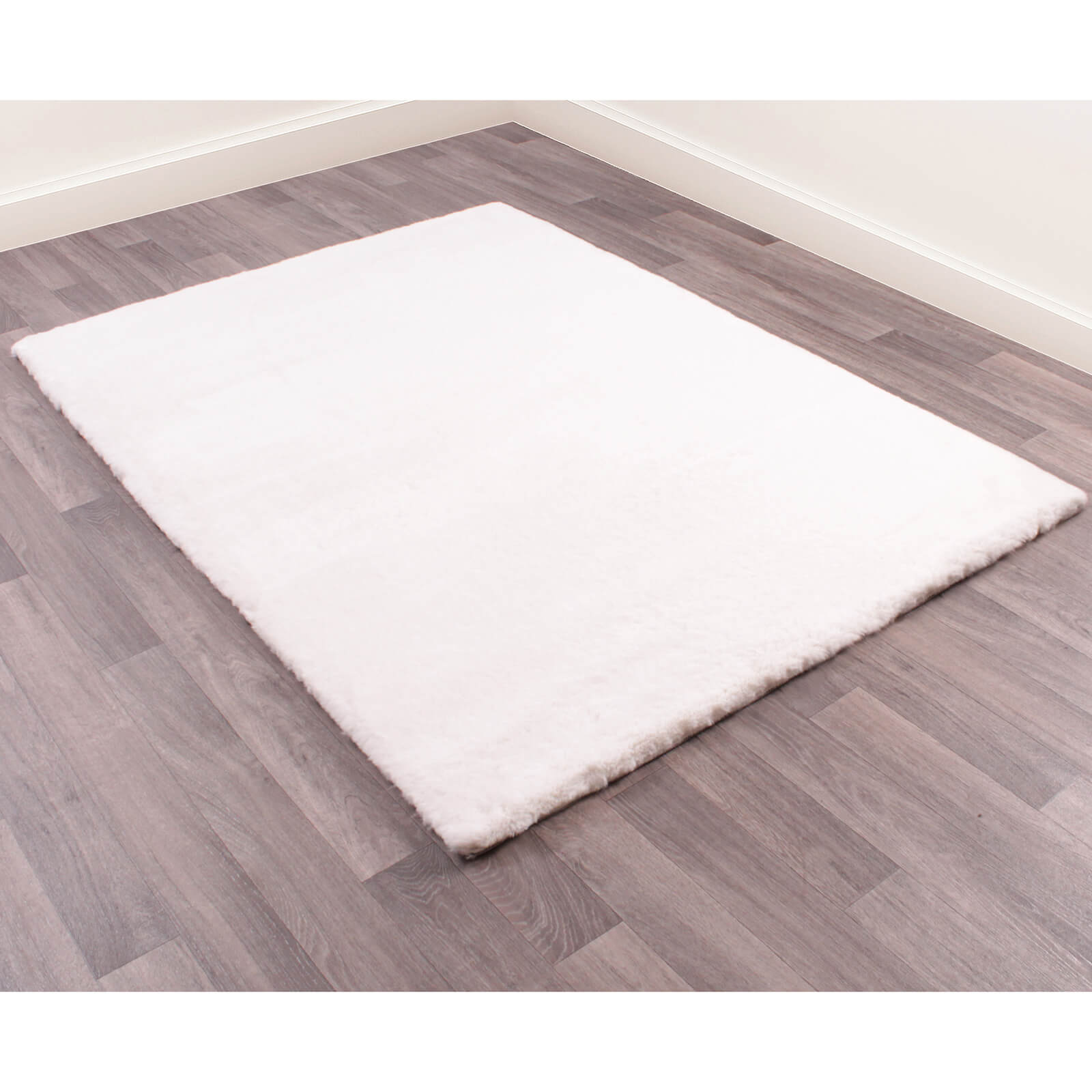 Handmade Carpets Luxe Faux Fur Plain Ivory Rug