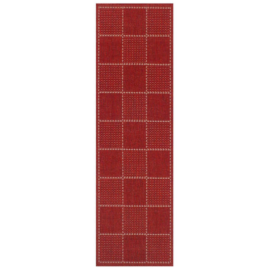 Oriental Weavers Checked Flatweave Red Rug