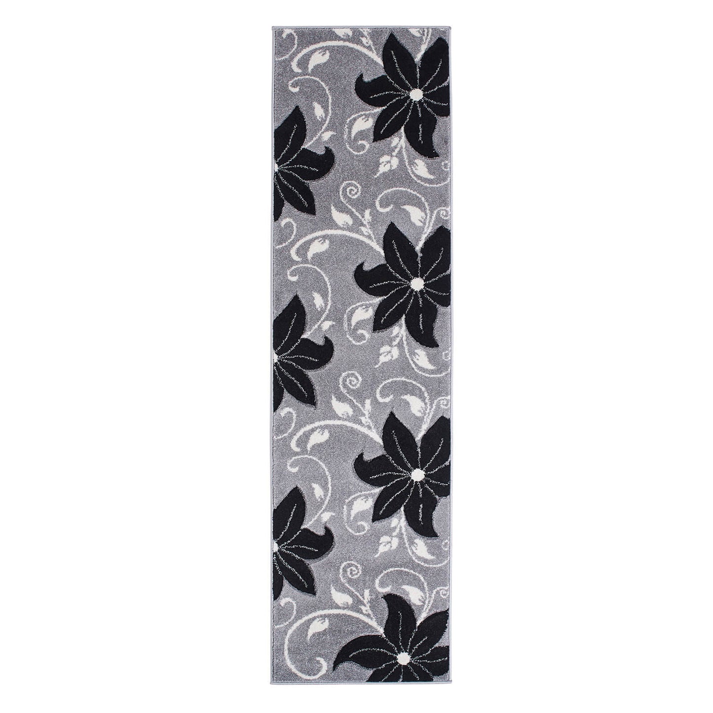Verona OC15 Grey and Black Floral Rugs