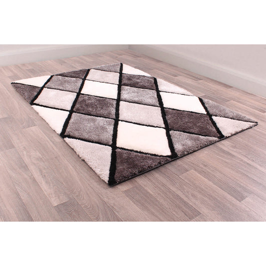 Ultimate Home Living 3D Carved Diamond Grey Rug