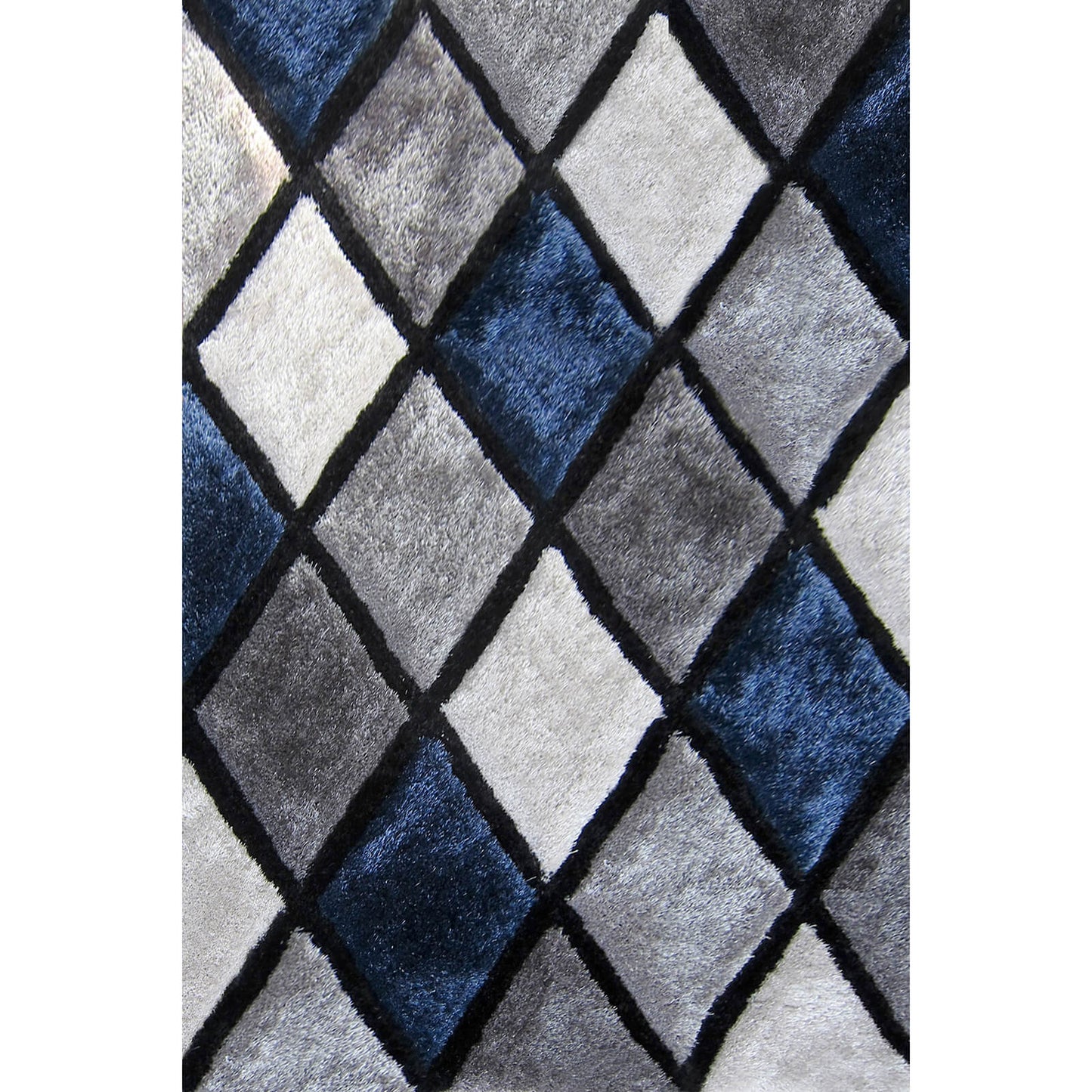 Ultimate Home Living 3D Carved Diamond Navy Rug