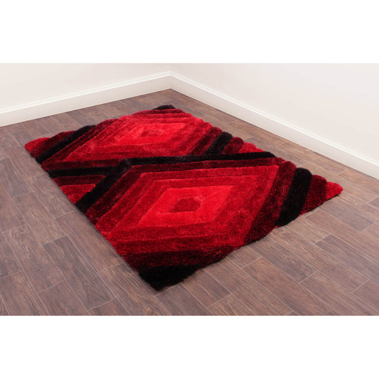 Ultimate Home Living 3D Carved Ripple Red Rug
