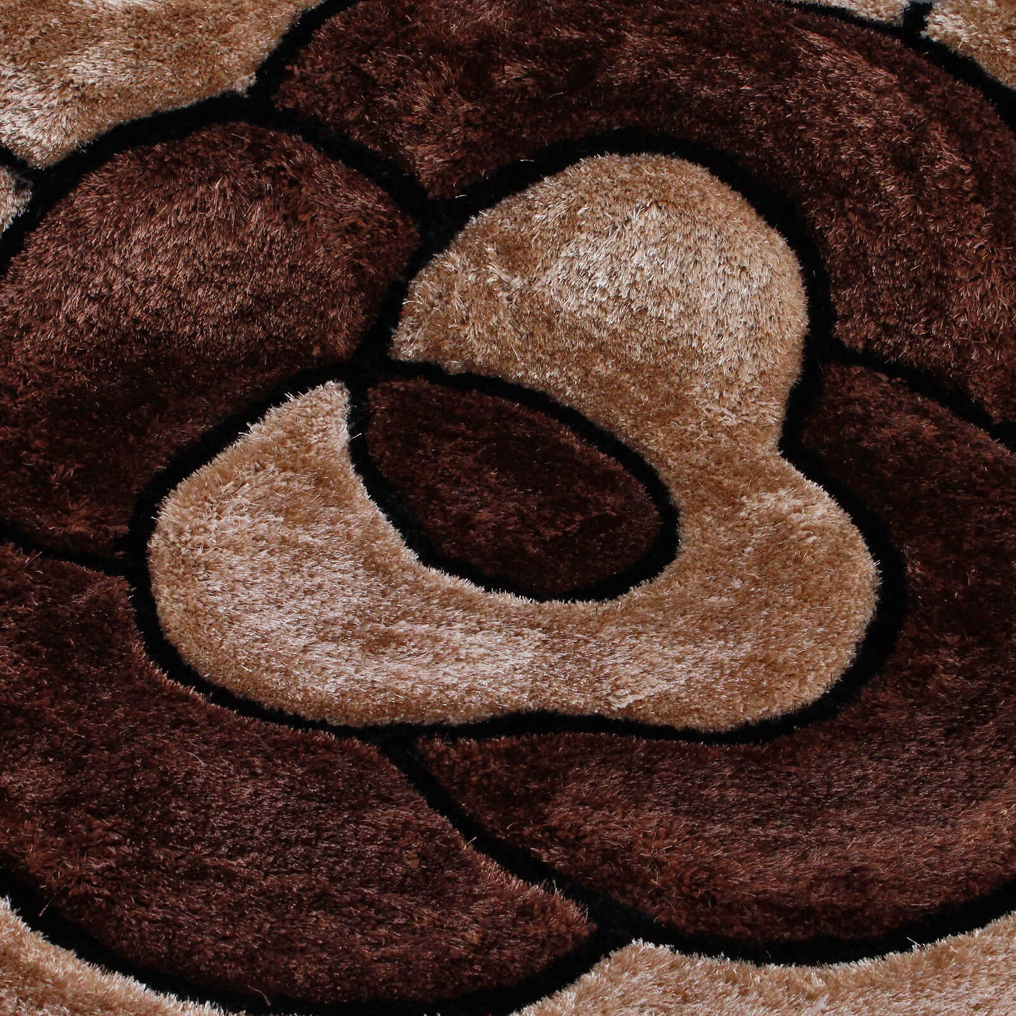 Ultimate Home Living 3D Carved Rose Chocolate Rug