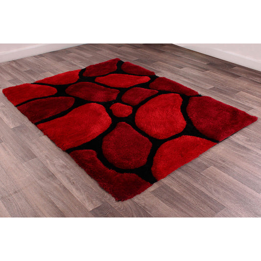 Ultimate Home Living 3D Carved Stepping Stones Red Rug