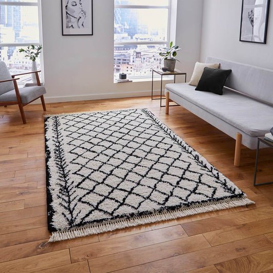 Think Rugs Boho 7043 White / Black Rug